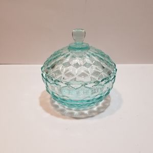 Teal blue glass candy dish
